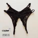 شورت جلو باز مجلسی زنانه ۶۶۵۴۱ | بغل بند دار با گیپور